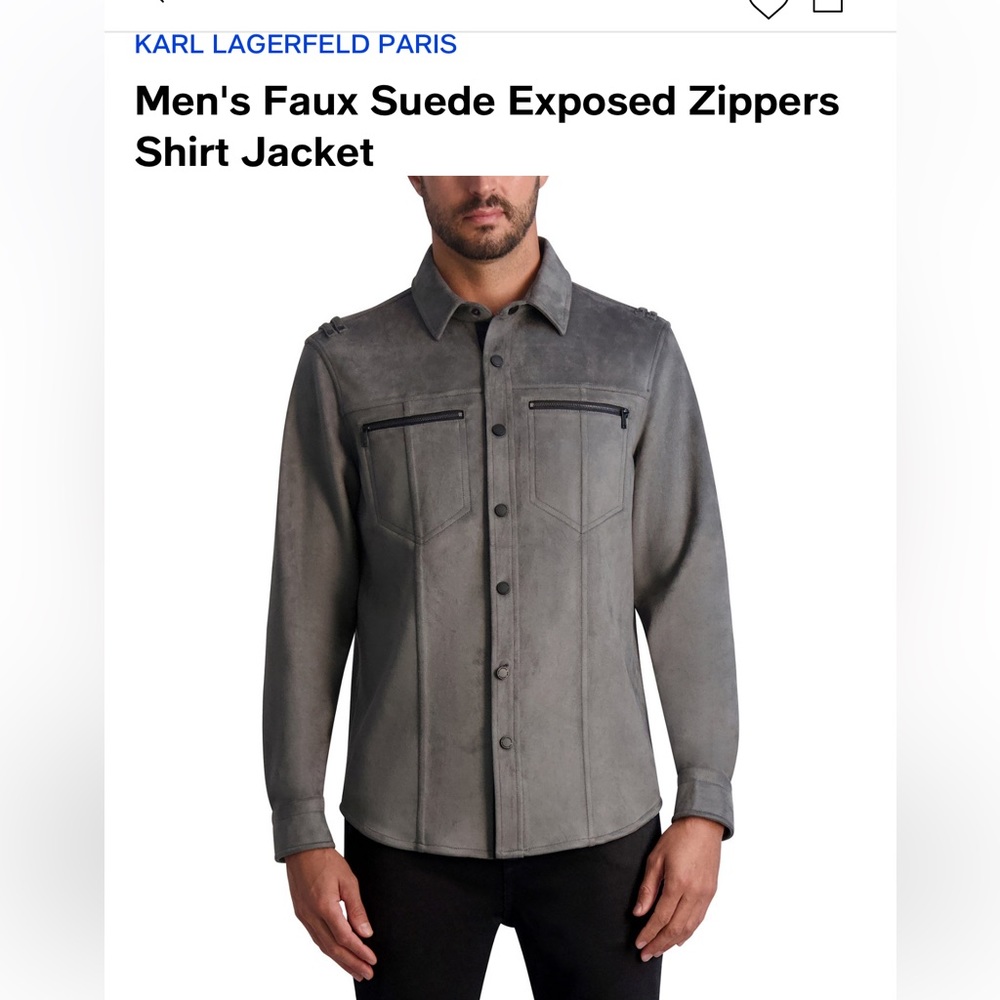 Karl Lagerfeld Faux Suede Gray Men’s Jacket